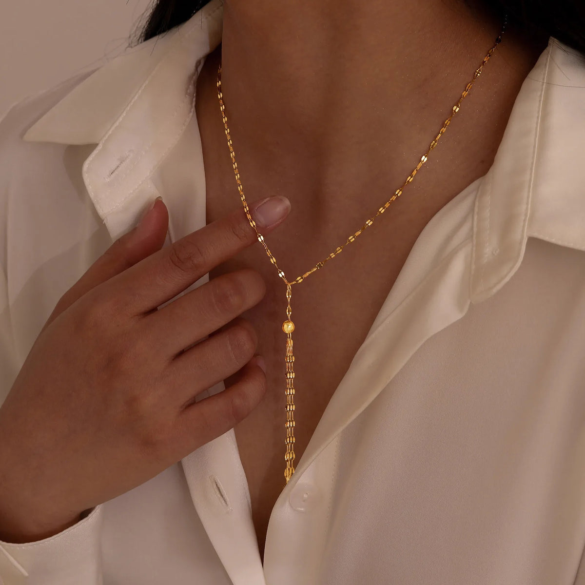 Sparkly Lariat Y Necklace – Gold Tassel Pendant for Women Pendant Necklace SPOT Default Title