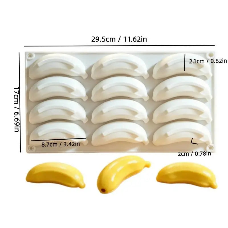 12-Cavity Banana Silicone Mold – BPA-Free Mousse Bakeware Silicone Baking Mold SPOT