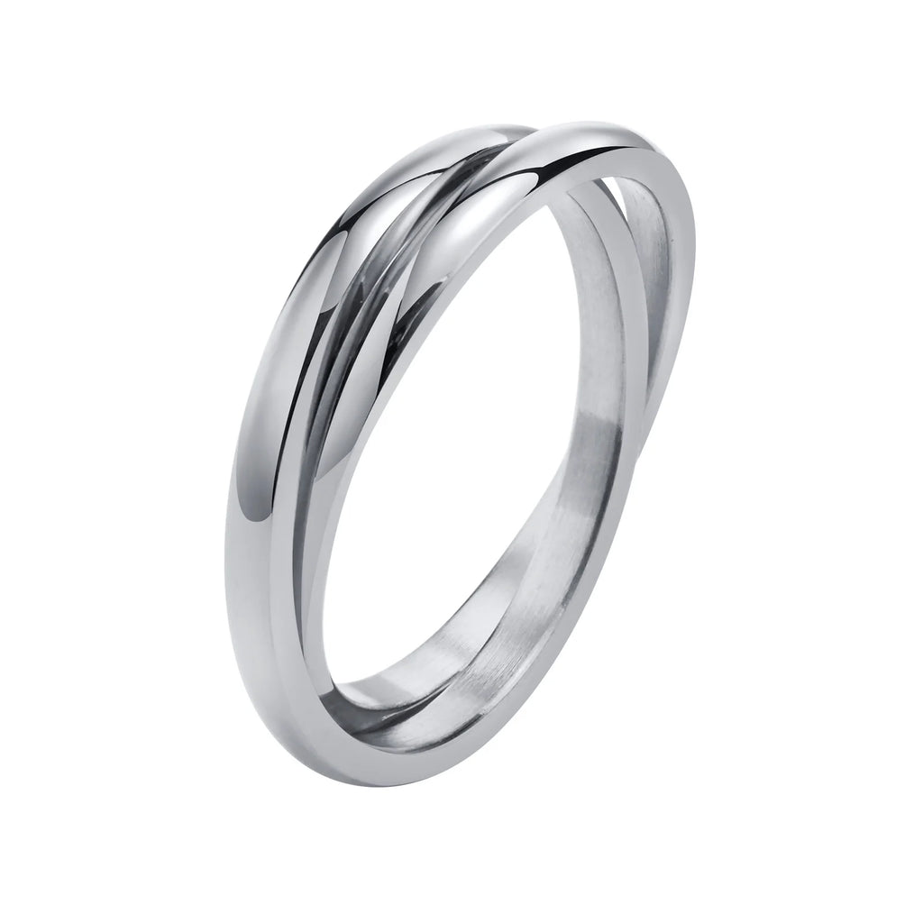 Meaeguet Interlocking Rolling Ring Set of 2 – Stainless Steel Stacking Ring Set SPOT Silver Color US ring size 06