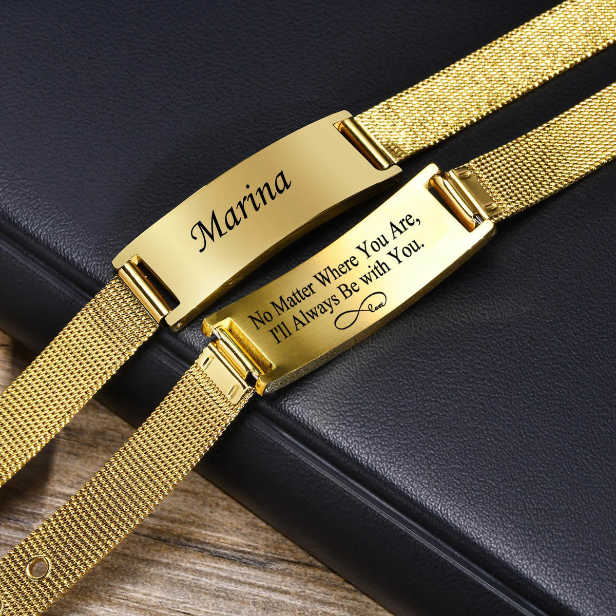 Personalized ID Bracelet Stainless Steel Gold | Unisex ID Bracelet SPOT