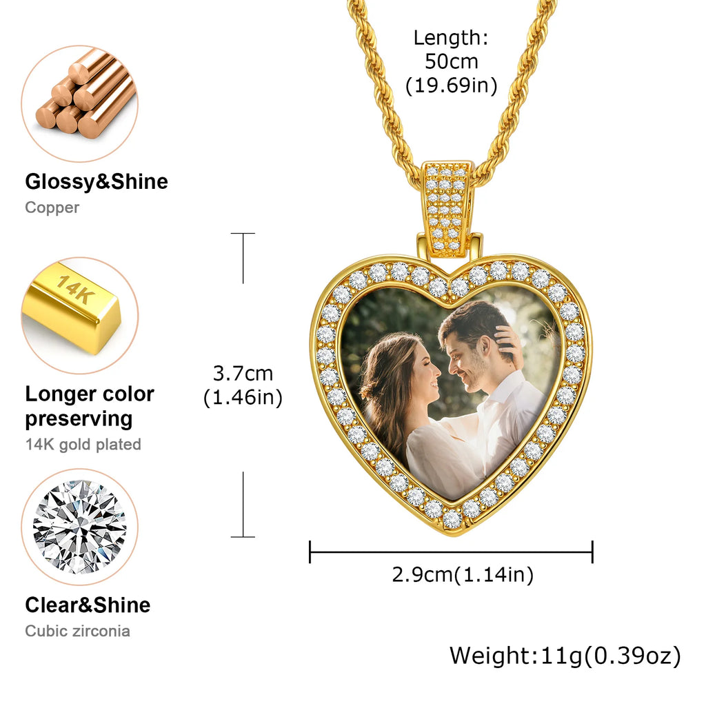Personalized Photo Heart Necklace – Zirconia Pendant for Women Personalized Pendant Necklace SPOT