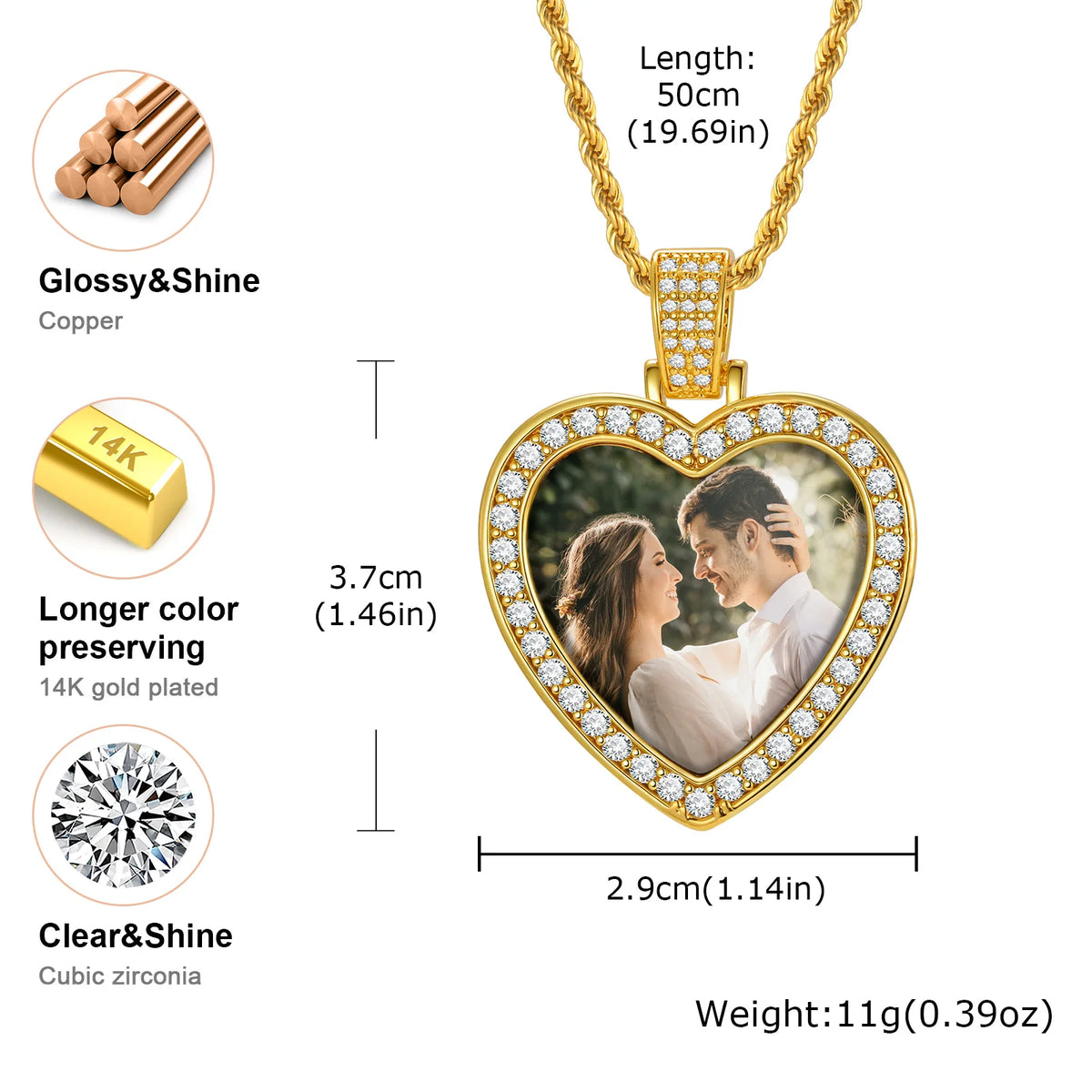 Personalized Photo Heart Necklace – Zirconia Pendant for Women Personalized Pendant Necklace SPOT