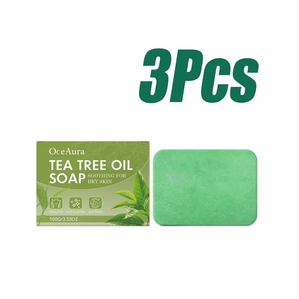 OceAura Tea Tree Oil Soap Bar – Deep Cleansing & Moisturizing Body Soap Bar SPOT 3Pcs