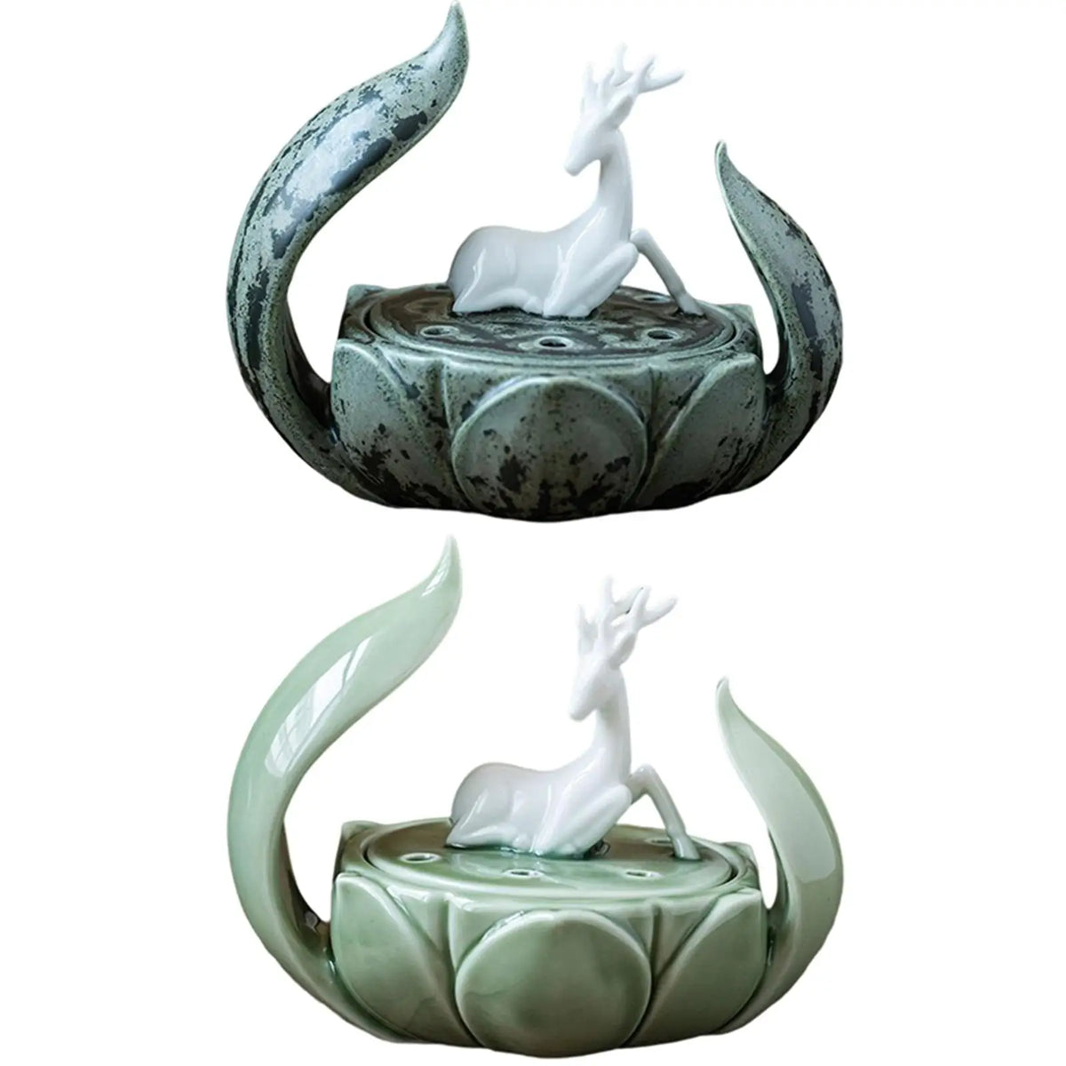 Retro Ceramic Deer Lotus Incense Burner | Zen Home Décor Incense Burner SPOT