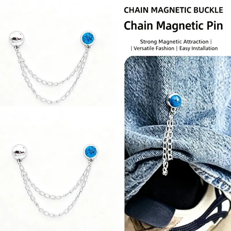 2-Pack Magnetic Pants Chain Buckle – No-Punch Jeans Clip Clothing Chain Buckle SPOT A4