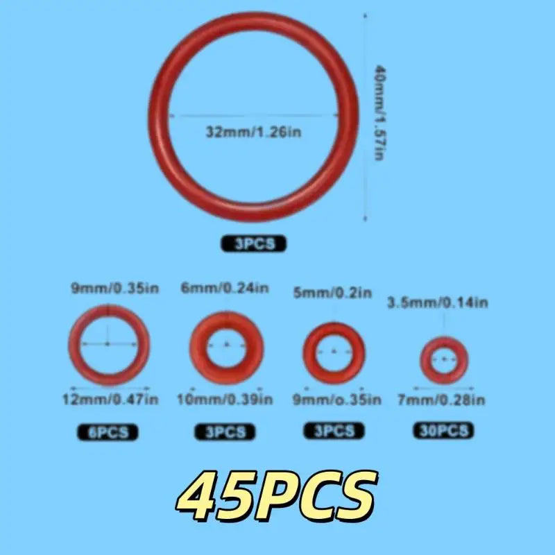 Silicone O-Ring Kit for Coffee Machines – Food Safe Gaskets O-Ring Repair Kit SPOT 45pcs O Rings