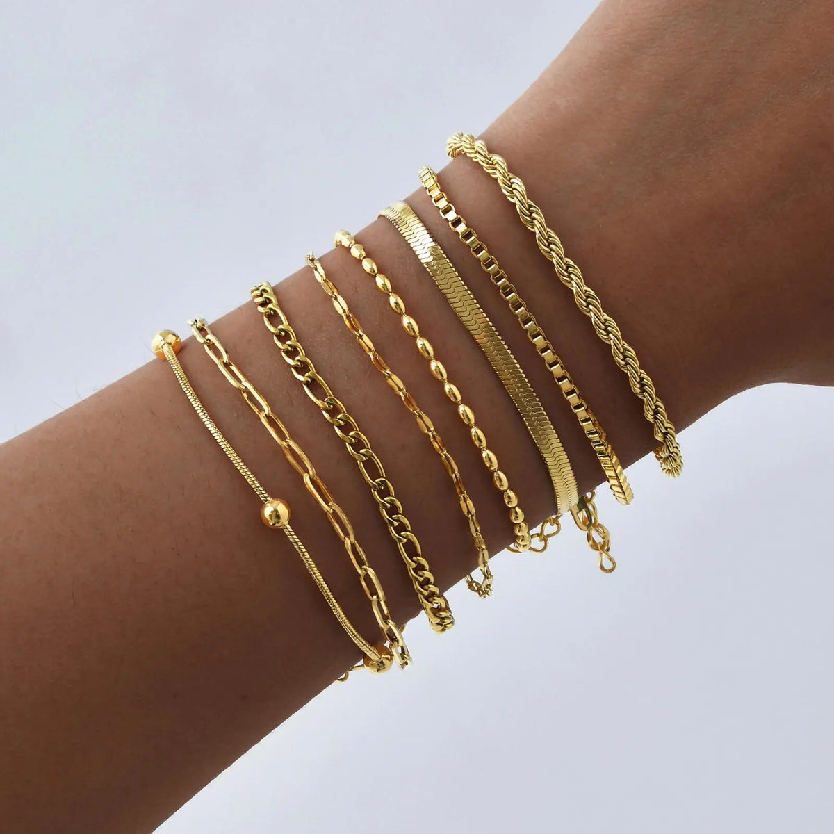 Meaeguet Gold Link Chain Bracelet – Stackable Stainless Steel Chain Link Bracelet SPOT