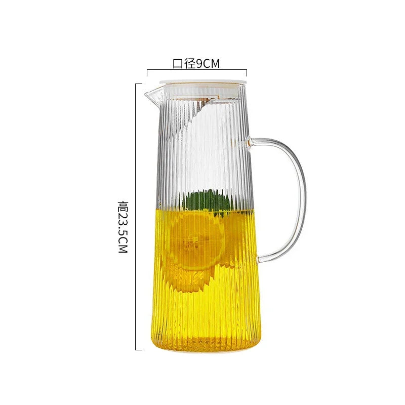 Vertical Striped Glass Pitcher with Lid – 1300ml & 400ml Glass Pitcher SPOT 1300ml-Transparent