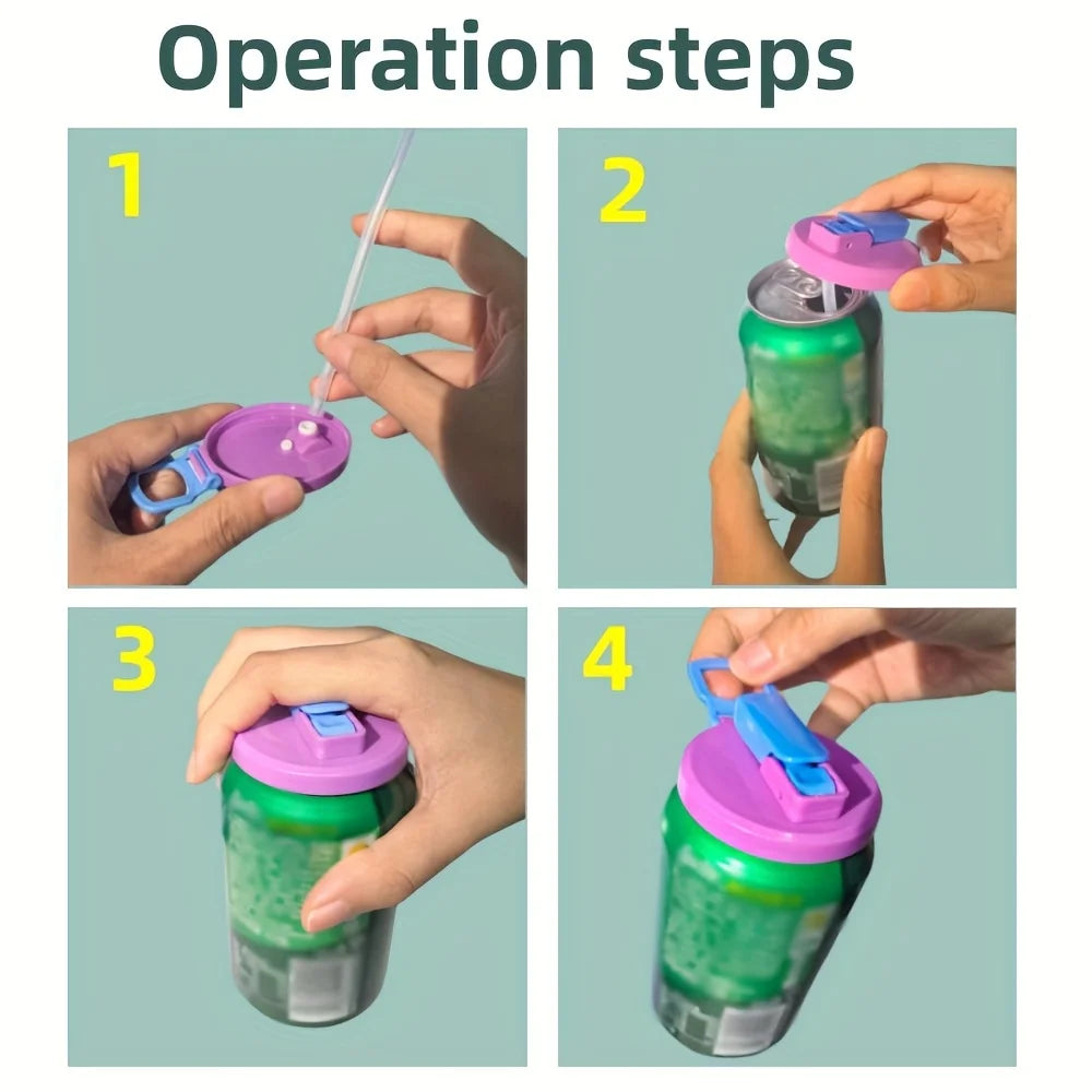 Reusable Can Lids with Straw – 4 Colors, BPA-Free PP Reusable Can Lid SPOT