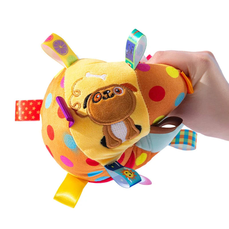 Interactive Ball Dog Toy – Bite-Resistant Plush Handle & Bells Interactive Dog Toy SPOT
