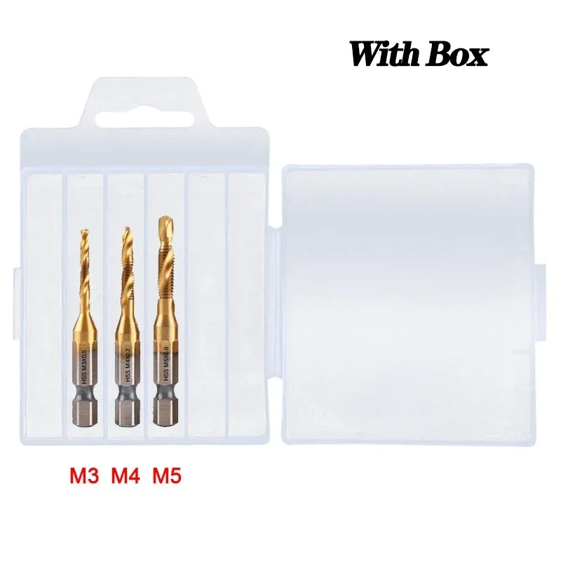 6-Pc Metric Titanium Drill Tap Bit Set M3–M10 | 1/4" Hex Shank
