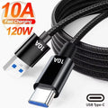 120W USB-A to USB-C Braided Fast Charge Cable | Black USB Charging Cable SPOT black 3m