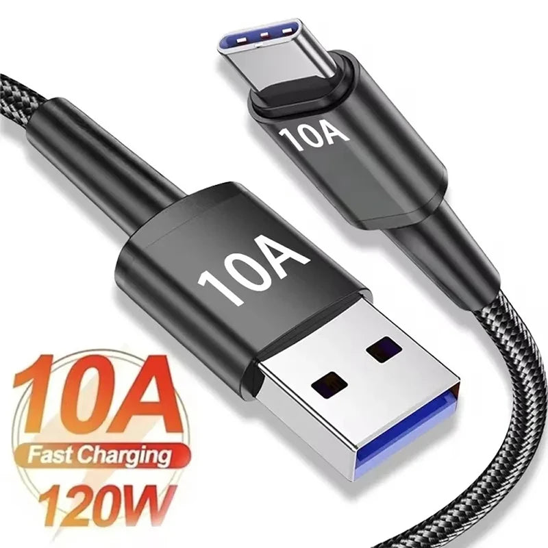 120W USB-A to USB-C Braided Fast Charge Cable | Black USB Charging Cable SPOT