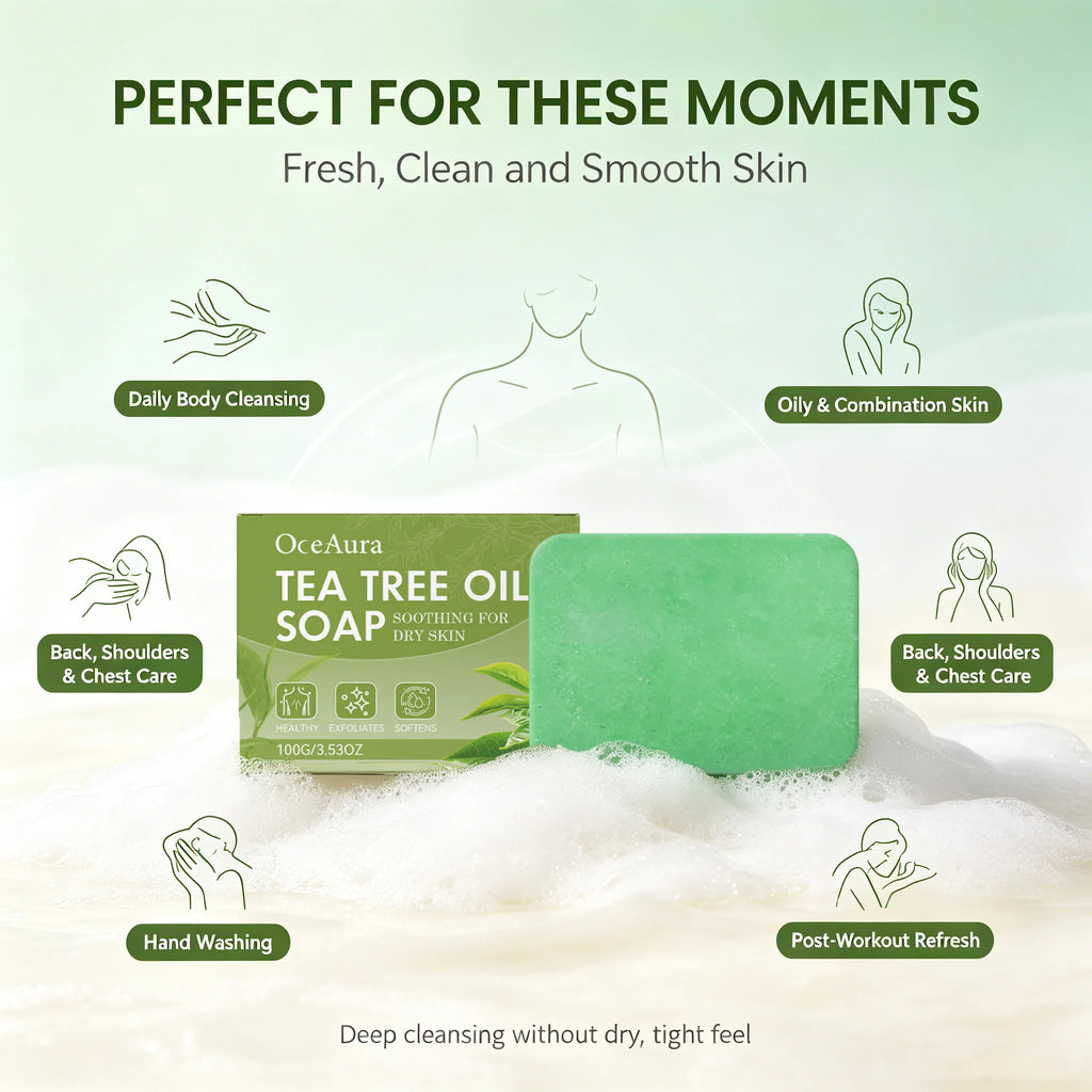 OceAura Tea Tree Oil Soap Bar – Deep Cleansing & Moisturizing Body Soap Bar SPOT