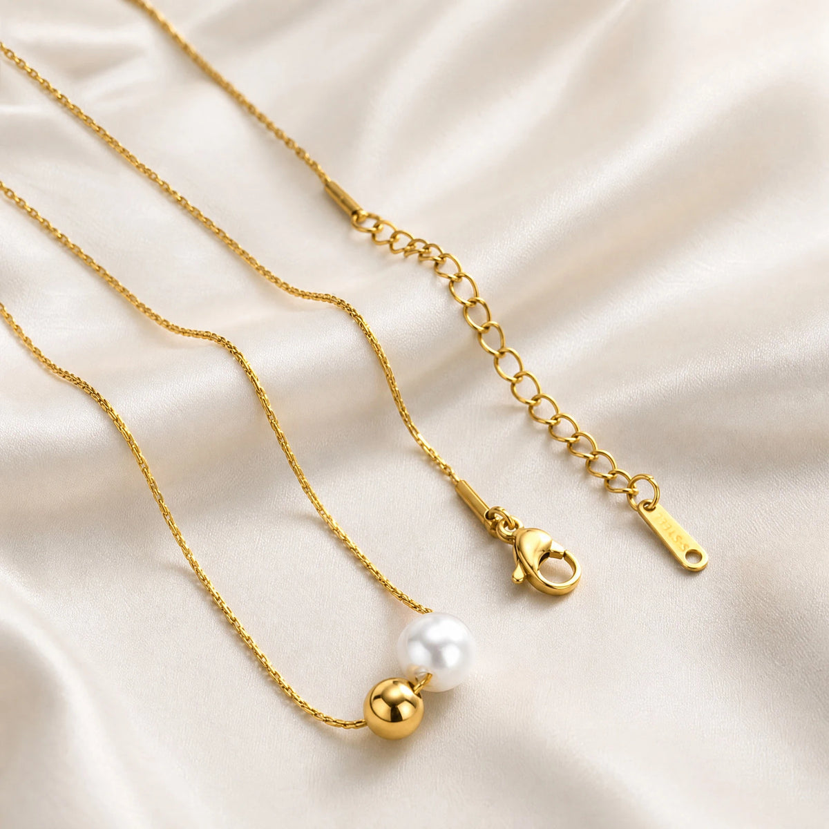Pearl Gold Ball Pendant Necklace – 18K PVD Stainless Steel Pendant Necklace SPOT