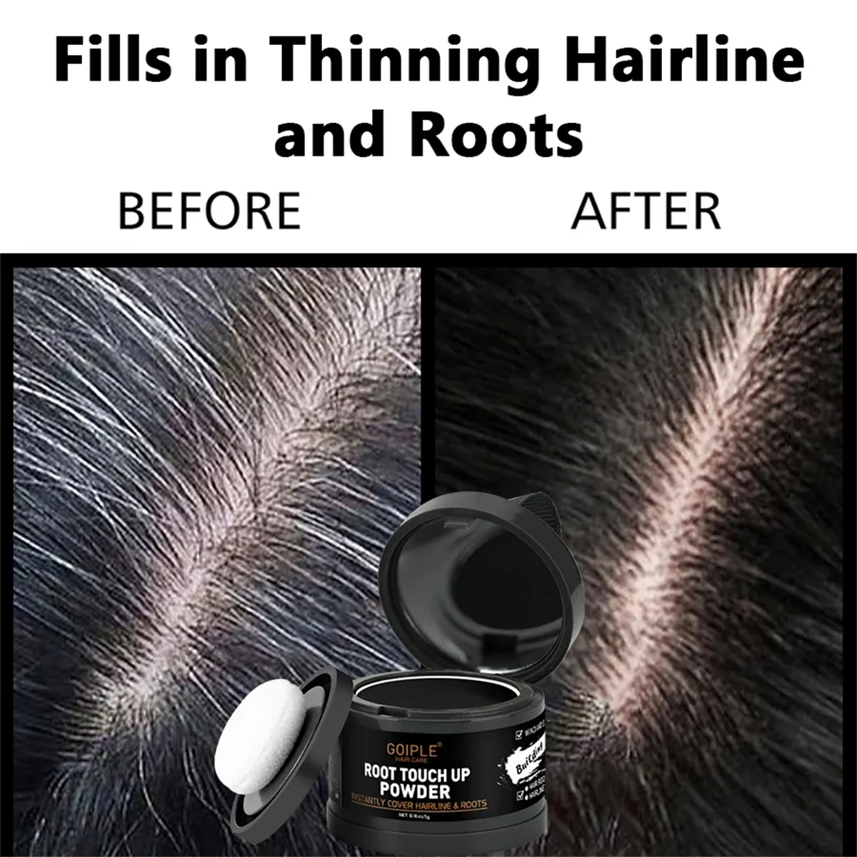 Goiple Hair Root Touch-Up Powder – Hair, Beard & Brows Hair Touch-Up Powder SPOT