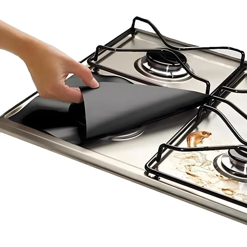 4-Pack Gas Stove Protector Mats – Heat-Resistant PTFE Fiberglass Stove Protector Mat SPOT