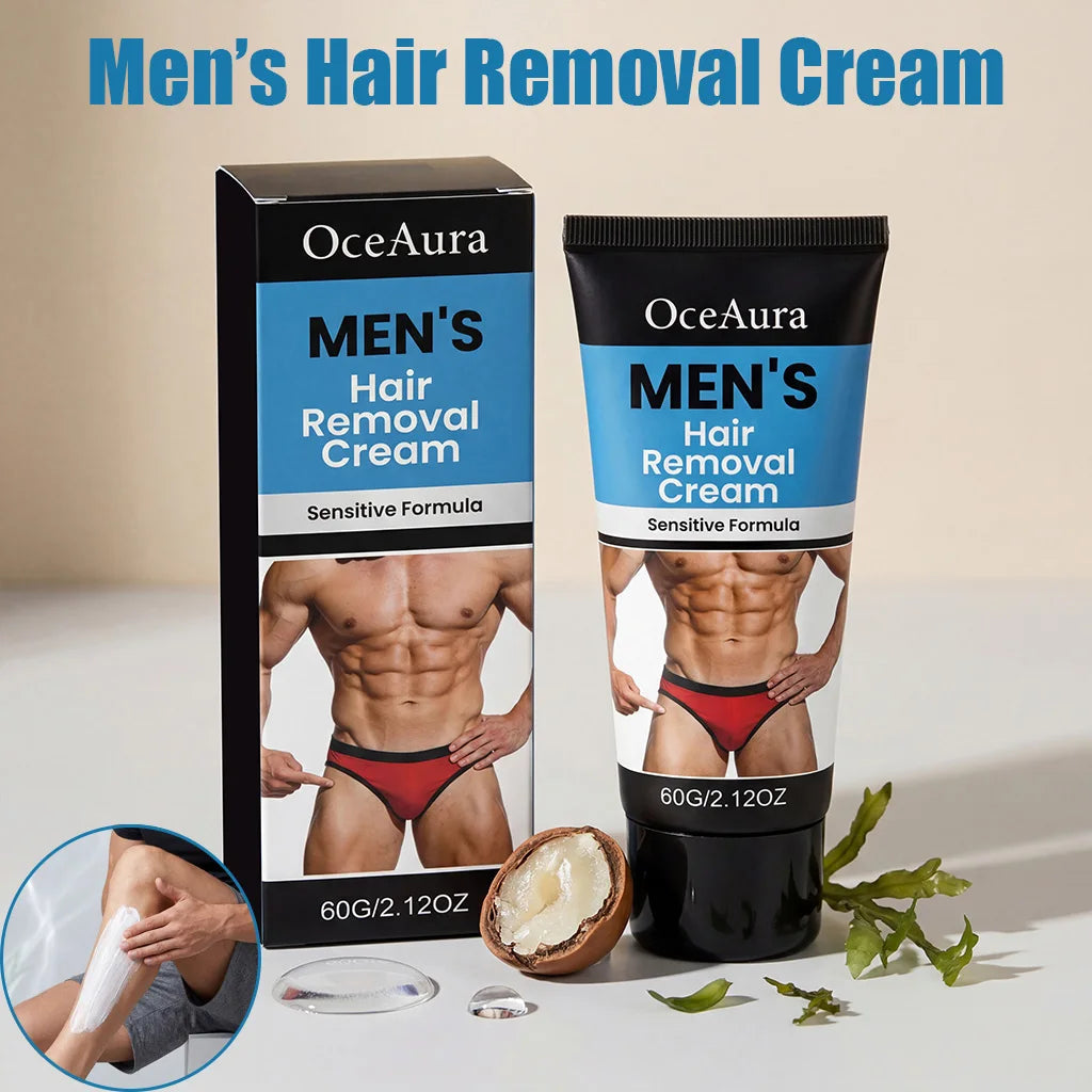 OceAura Men's Depilatory Cream – Fast Hair Removal, 60g Hair Removal Cream SPOT
