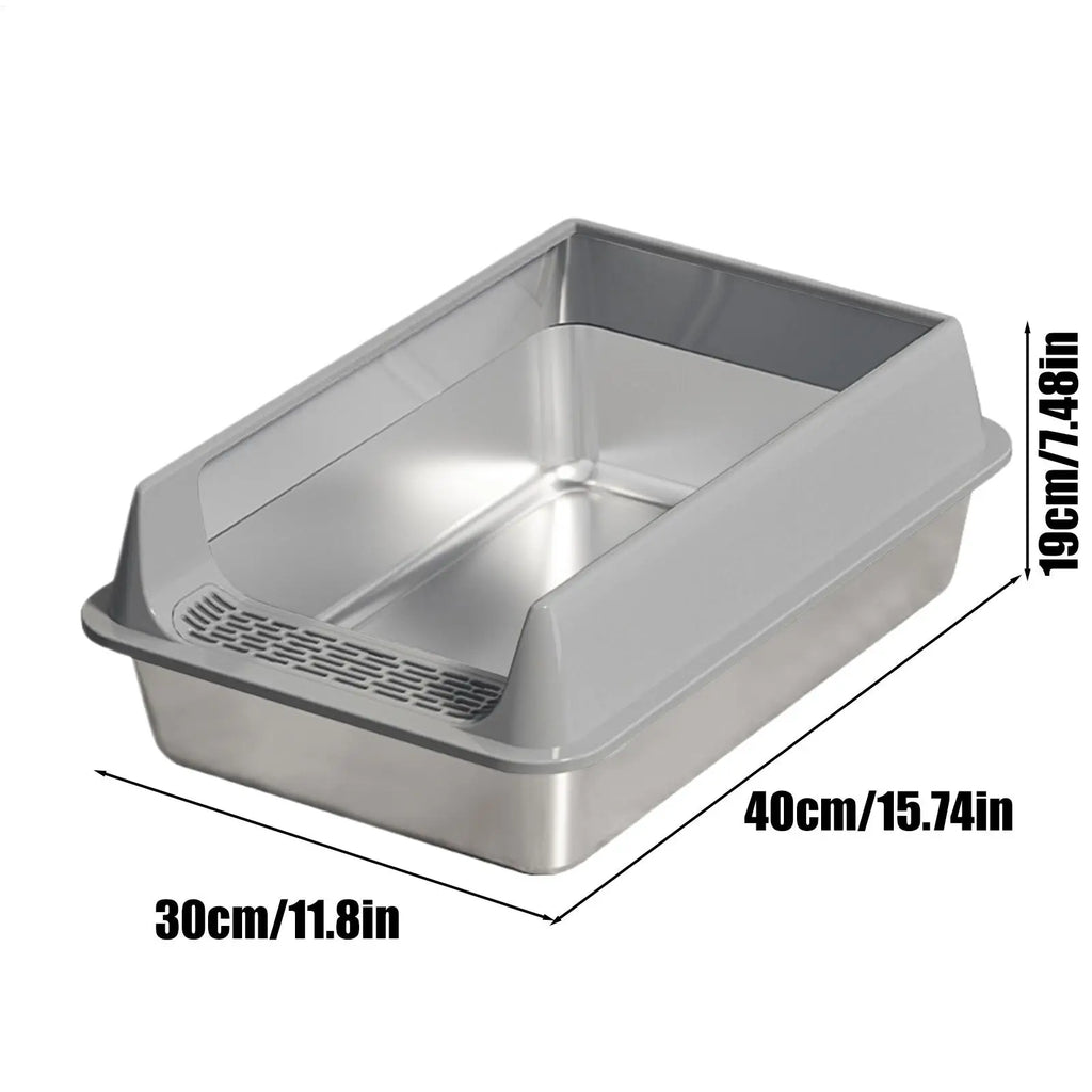 Stainless Steel Semi-Enclosed Cat Litter Box for Large Cats Cat Litter Box SPOT