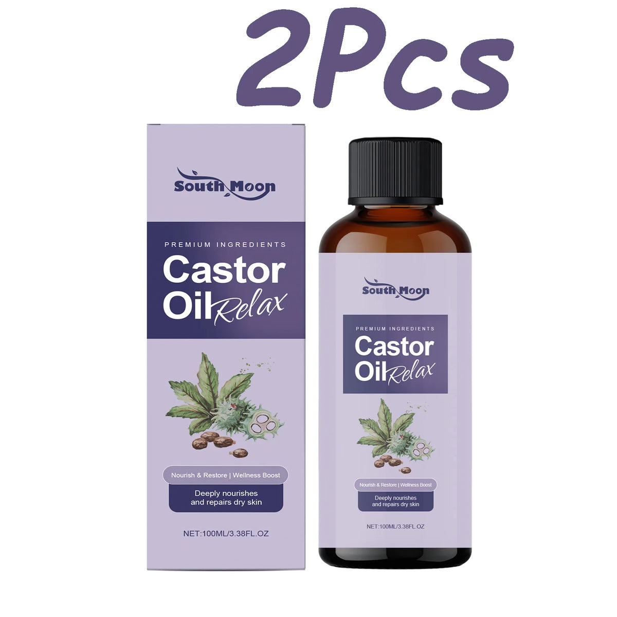 South Moon Castor Body Massage Oil – Nourishing & Firming Body Massage Oil SPOT 2Pcs 100ml
