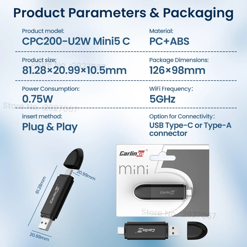 CarlinKit Mini 5 Wireless CarPlay Adapter – Plug & Play USB Dongle Wireless CarPlay Adapter SPOT