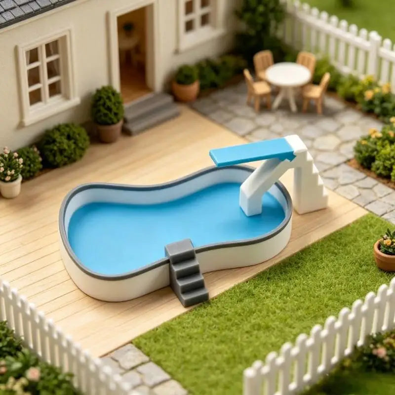 Miniature Dollhouse Swimming Pool Model – Courtyard Scene Decor Dollhouse Accessory SPOT