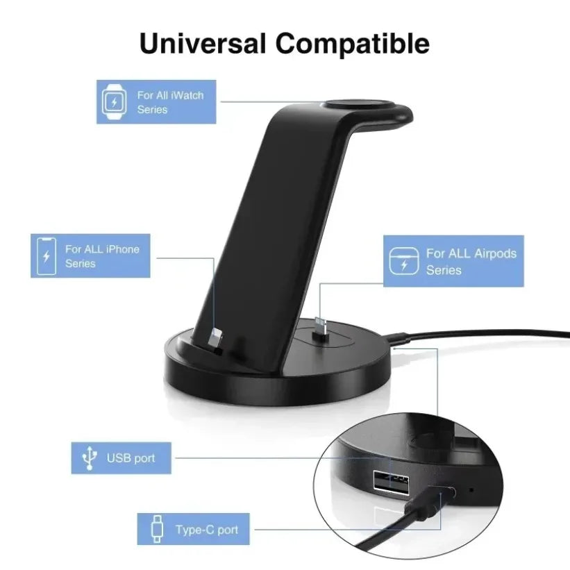 VIKEFON 4-in-1 Wireless Charger – iPhone, Apple Watch & AirPods Wireless Charging Station SPOT