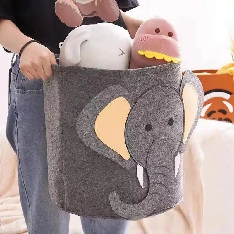 Cute Elephant Felt Storage Basket – Large Laundry Hamper Felt Storage Basket SPOT