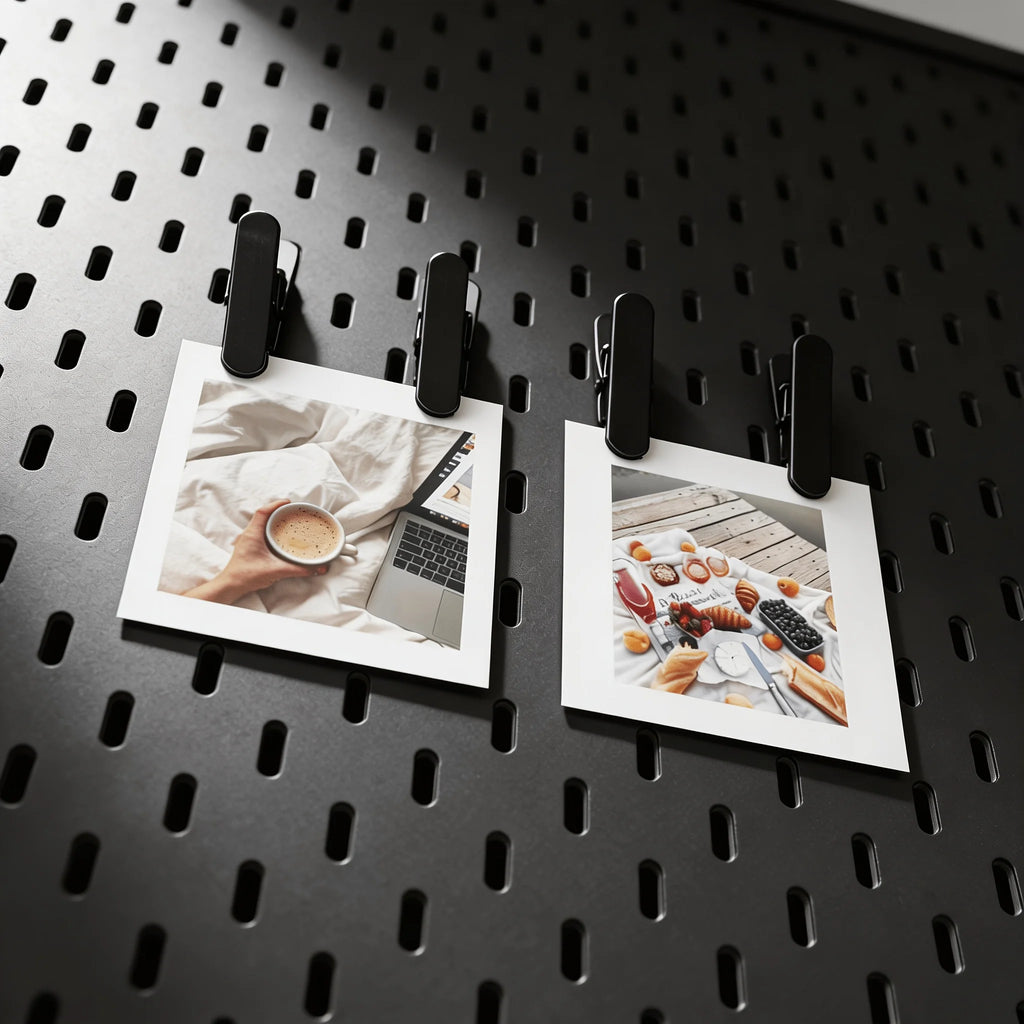 2-Pack Pegboard Photo Clips – Wall Mount Holder for Cards & Notes Pegboard Clip Organizer SPOT