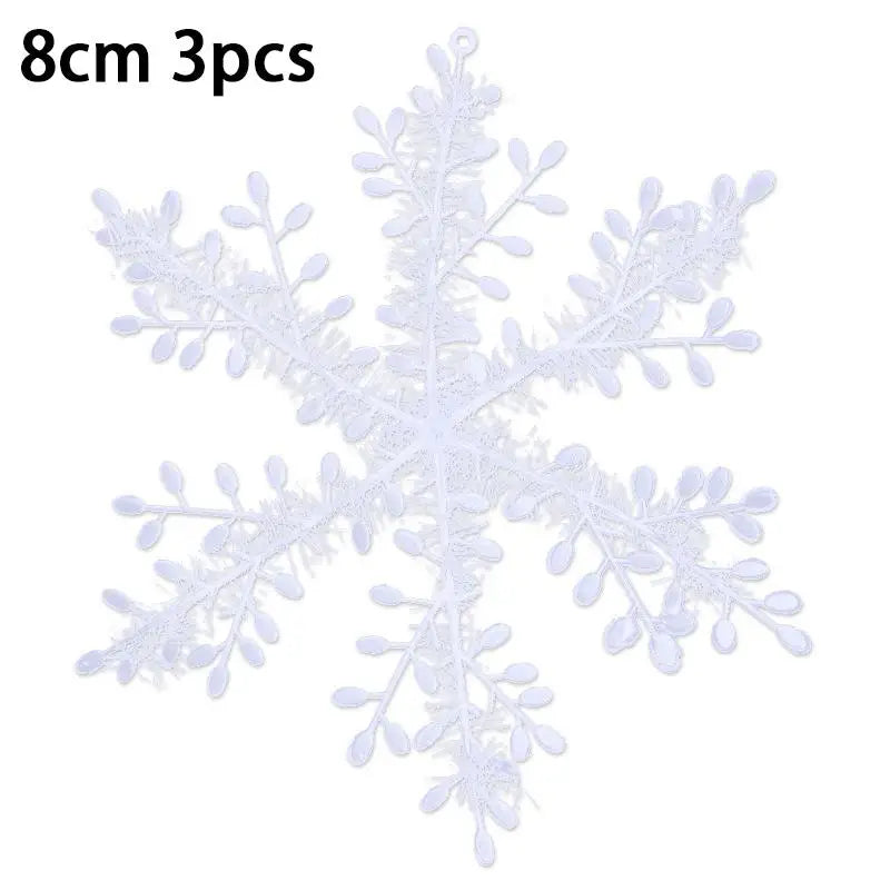 White Glitter Christmas Snowflake Ornaments – Iridescent PVC Christmas Ornaments SPOT 8cm 3pcs