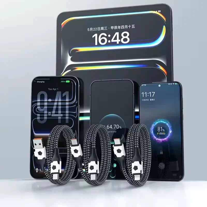 Football Style Braided Fast Charging Cable – iPhone & Android Charging Cable SPOT