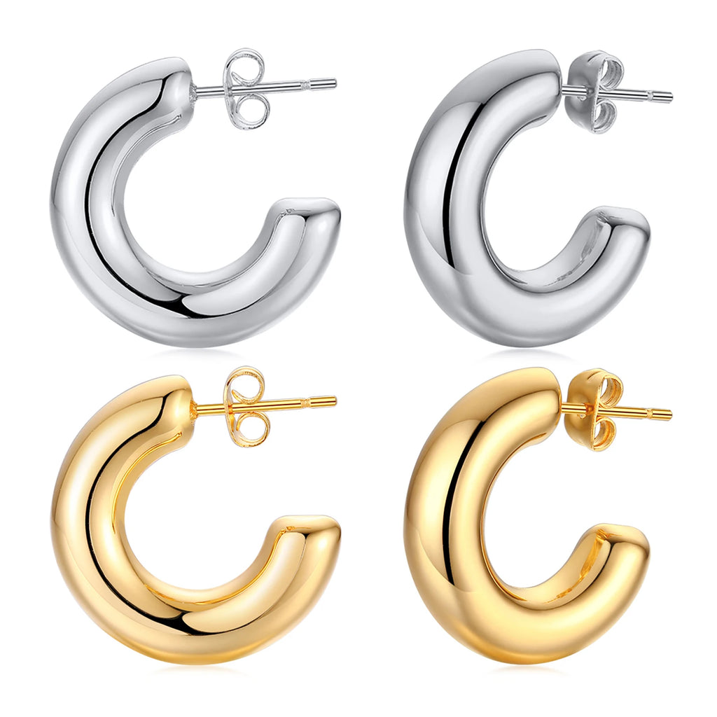 Hollow Tube Hoop Earrings – Stainless Steel Minimalist Hoops Hoop Earrings SPOT