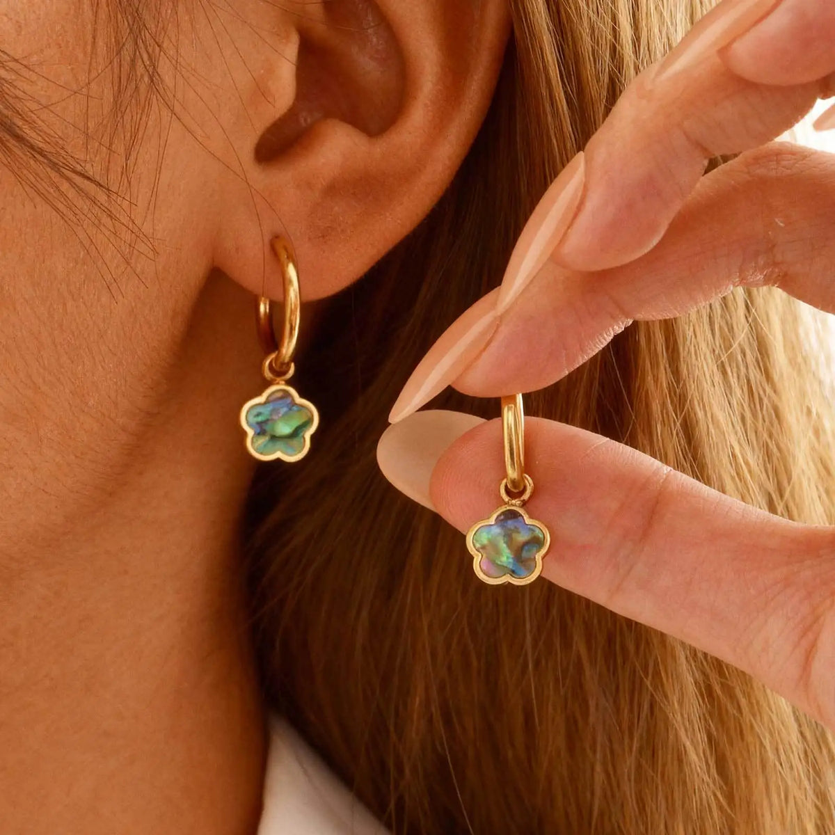 Stainless Steel Shell Flower Hoop Earrings – Huggie Hoops Hoop Earrings SPOT