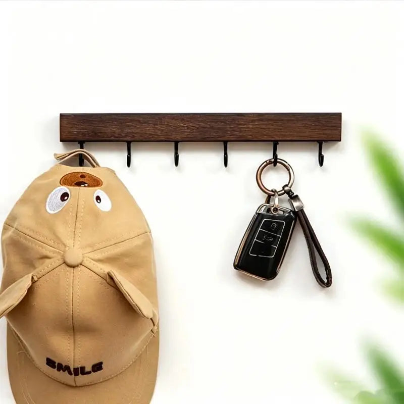 Wooden Wall Hook Rack – 6 Heavy-Duty Hooks, Cartoon Kids Decor Wall Hook Rack SPOT