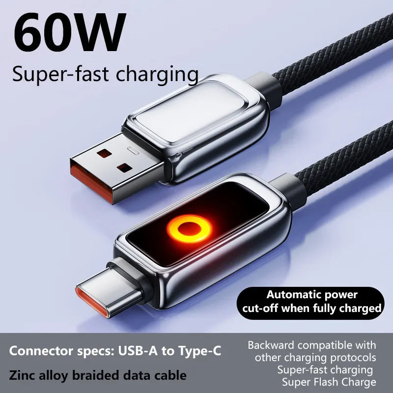 100W USB-C Fast Charging Cable 1M/2M – Auto Power-Off USB-C Charging Cable SPOT 60W A-C 2m