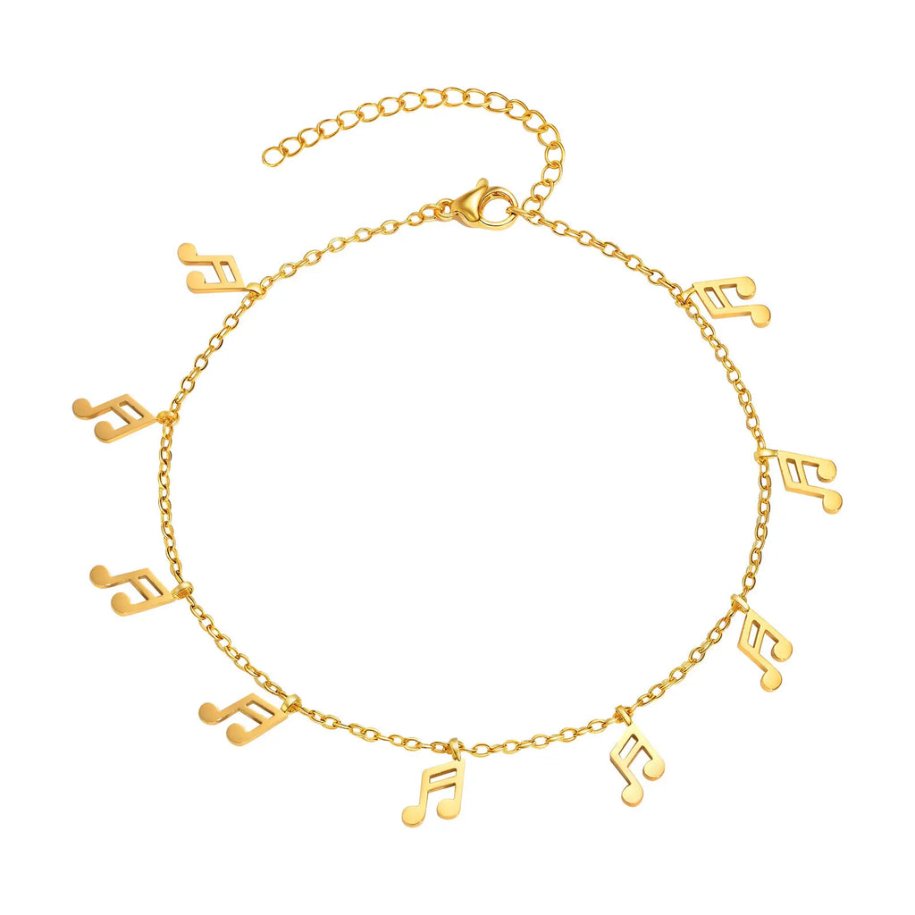 18K Gold Plated Musical Notes Teardrop Anklet for Women Gold Plated Anklet SPOT JC-225G03