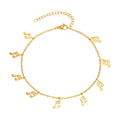 18K Gold Plated Musical Notes Teardrop Anklet for Women Gold Plated Anklet SPOT JC-225G03