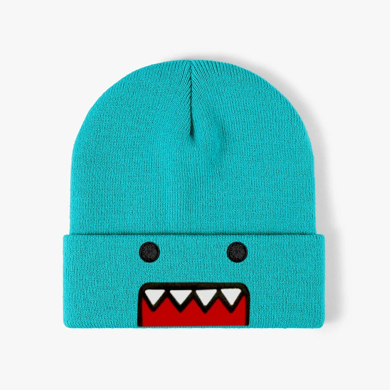 Domo Kun Embroidered Knit Beanie – Unisex Hip Hop Winter Hat Knit Beanie Hat SPOT