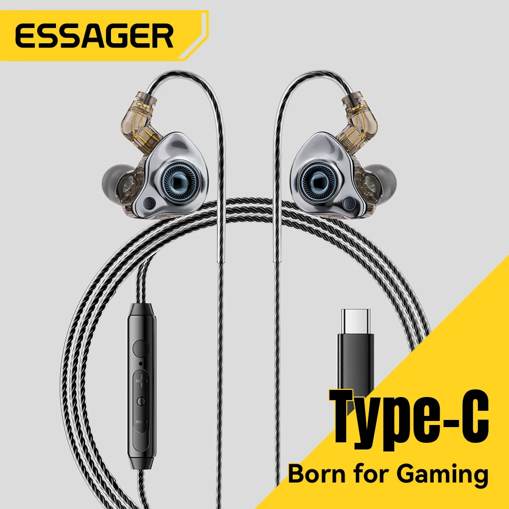 Essager USB-C & 3.5mm Wired Gaming Earphones | HiFi Bass ANC Wired Gaming Earphones SPOT