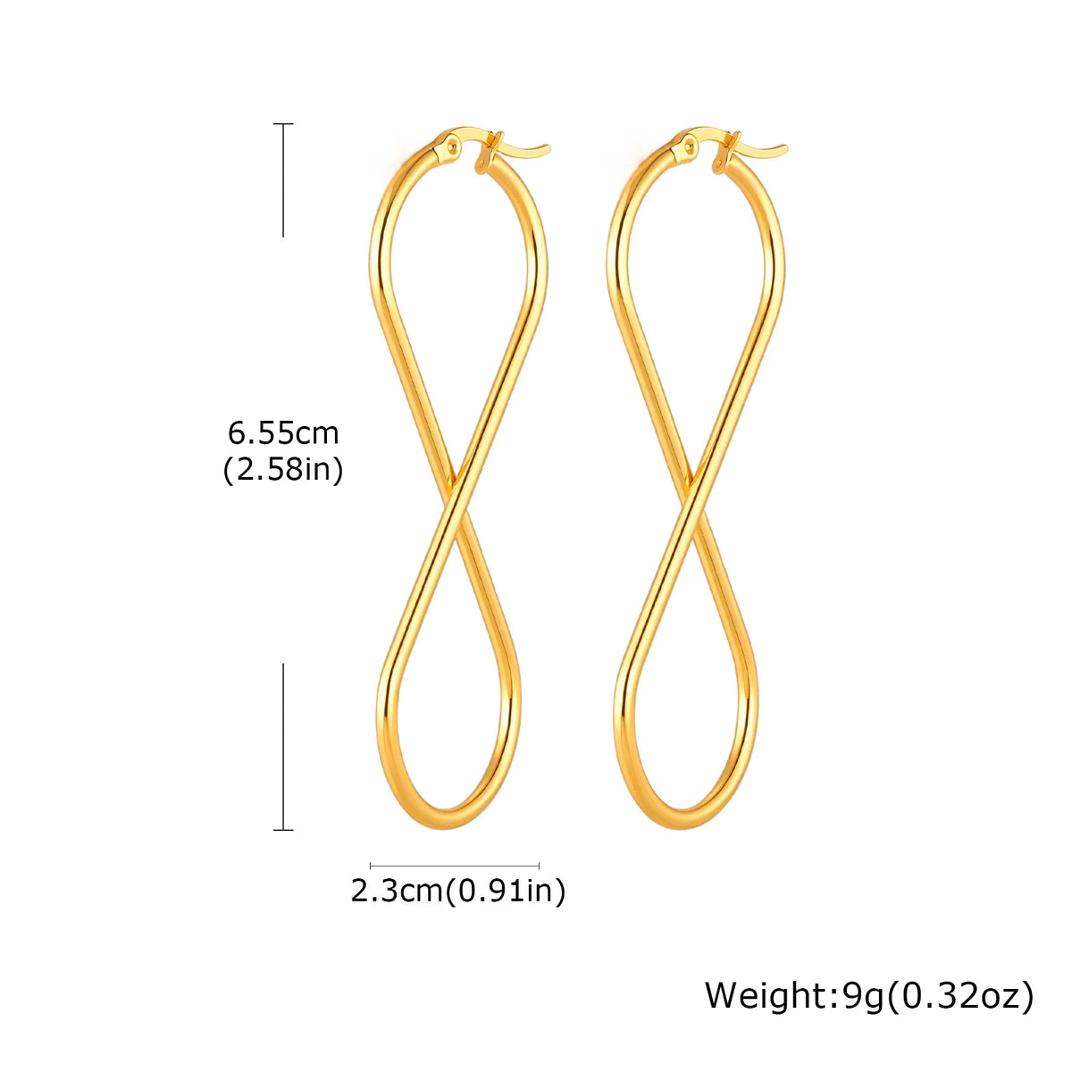 Twisted Infinity Hoop Earrings – 18K Gold Stainless Steel Hoop Earrings SPOT 65cm