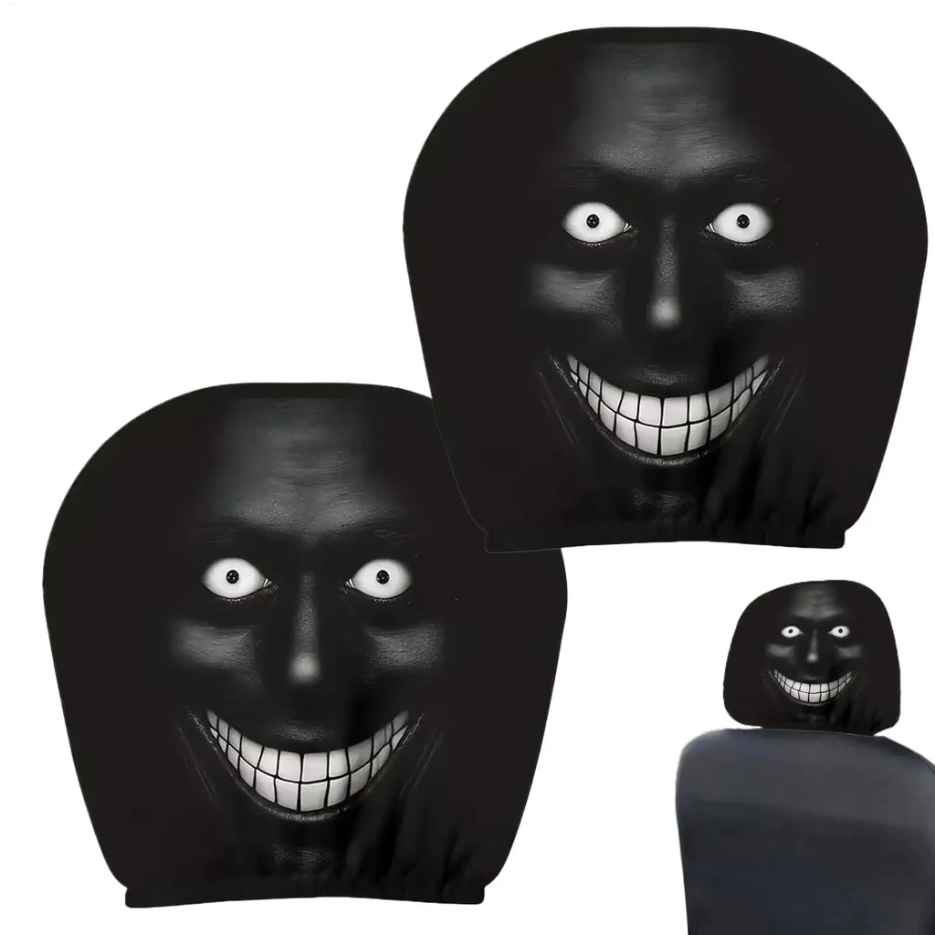 2-Pack Smiling Face Car Headrest Covers – Fun Auto Protectors Car Headrest Cover SPOT