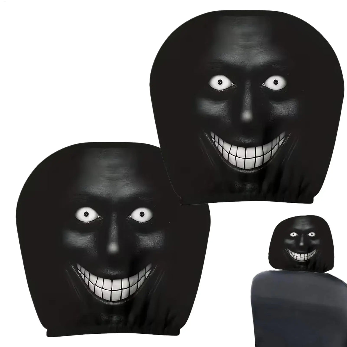 2-Pack Smiling Face Car Headrest Covers – Fun Auto Protectors Car Headrest Cover SPOT
