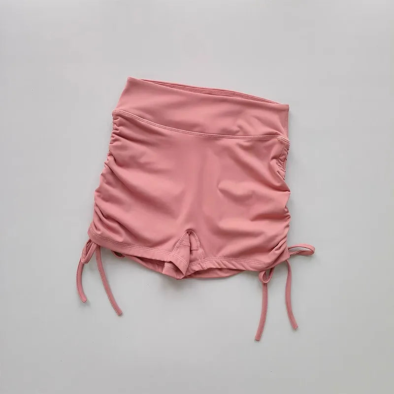 Women's High Waist Yoga Shorts – Breathable Drawstring Gym Women's Yoga Shorts SPOT Pink L
