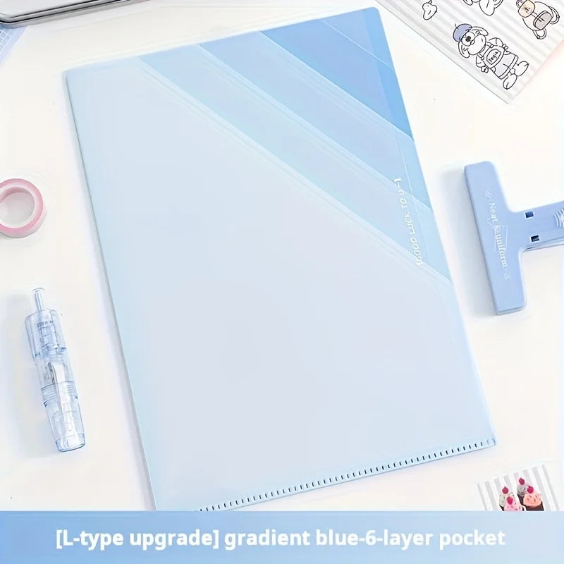 A4 6-Layer Gradient Transparent File Folder – Subject Organizer File Folder Organizer SPOT Blue