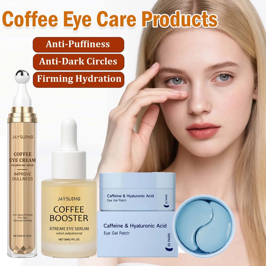 Coffee Eye Cream Roller, Mask & Serum Set – Dark Circle Care Eye Care Set SPOT