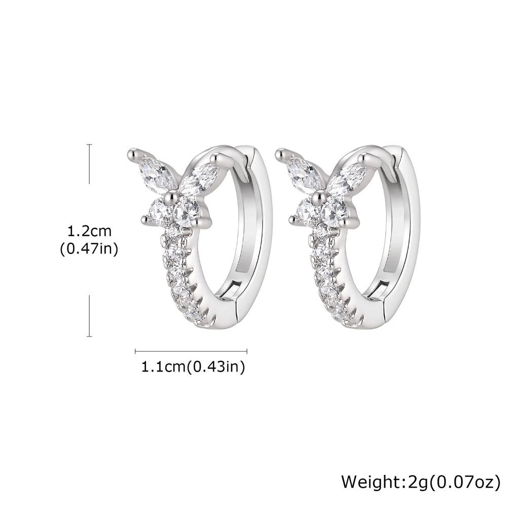 Marquise Zirconia Flower Hoop Earrings – 18K Gold Plated Huggies Hoop Earrings SPOT EBD-483S01