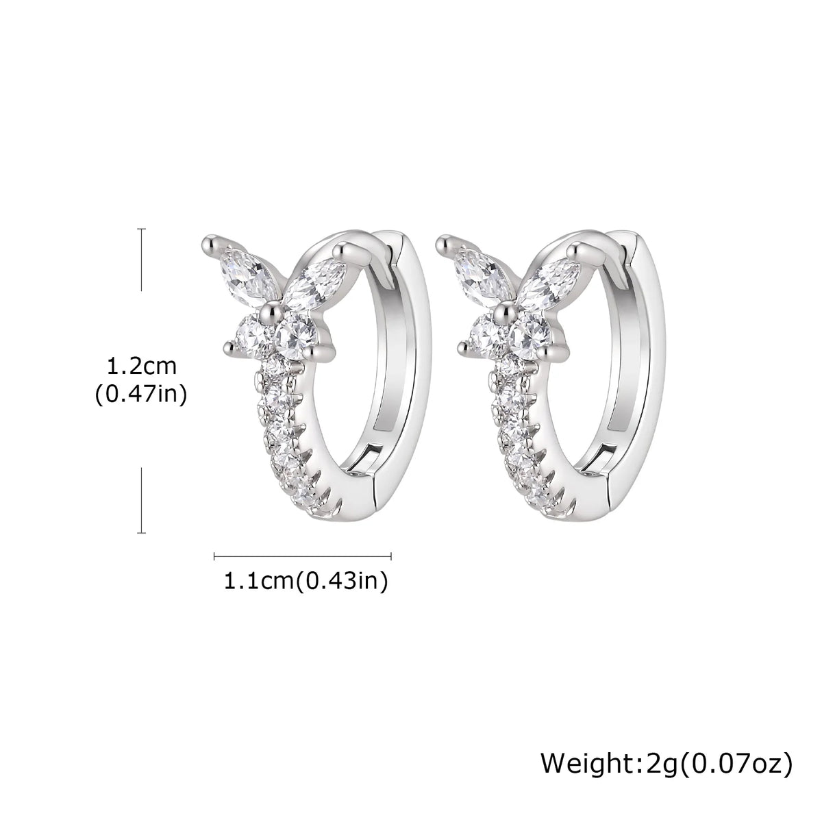 Marquise Zirconia Flower Hoop Earrings – 18K Gold Plated Huggies Hoop Earrings SPOT EBD-483S01