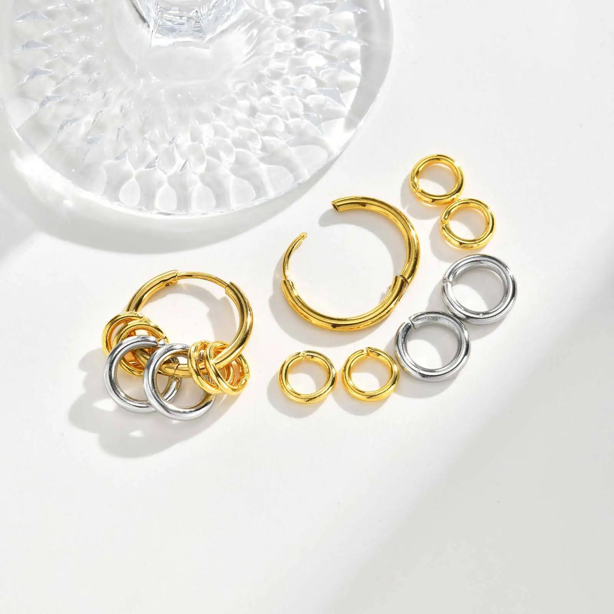 Two-Tone Stainless Steel Hoop Earrings – Gold & Silver Hoop Earrings SPOT