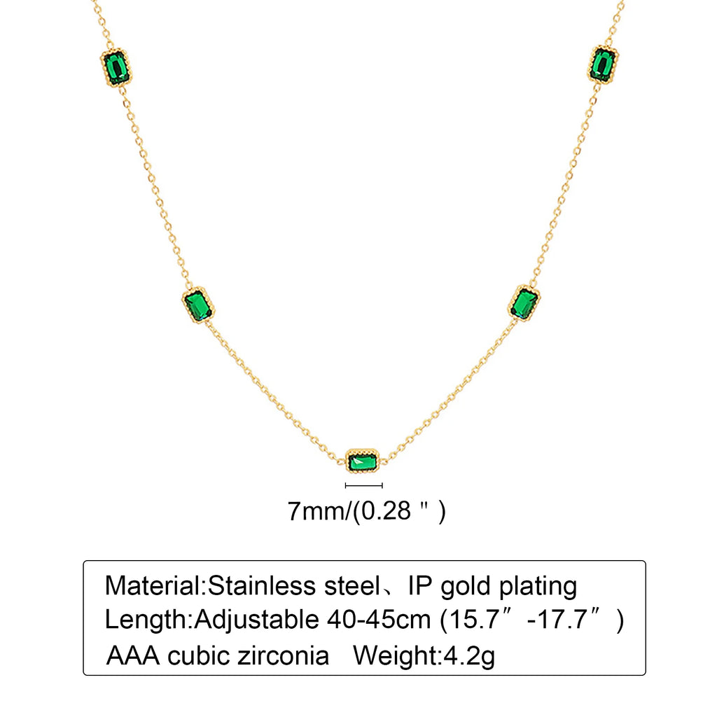 Green Cubic Zirconia Necklace – Gold CZ Charm Women's Jewelry CZ Pendant Necklace SPOT gold Necklace
