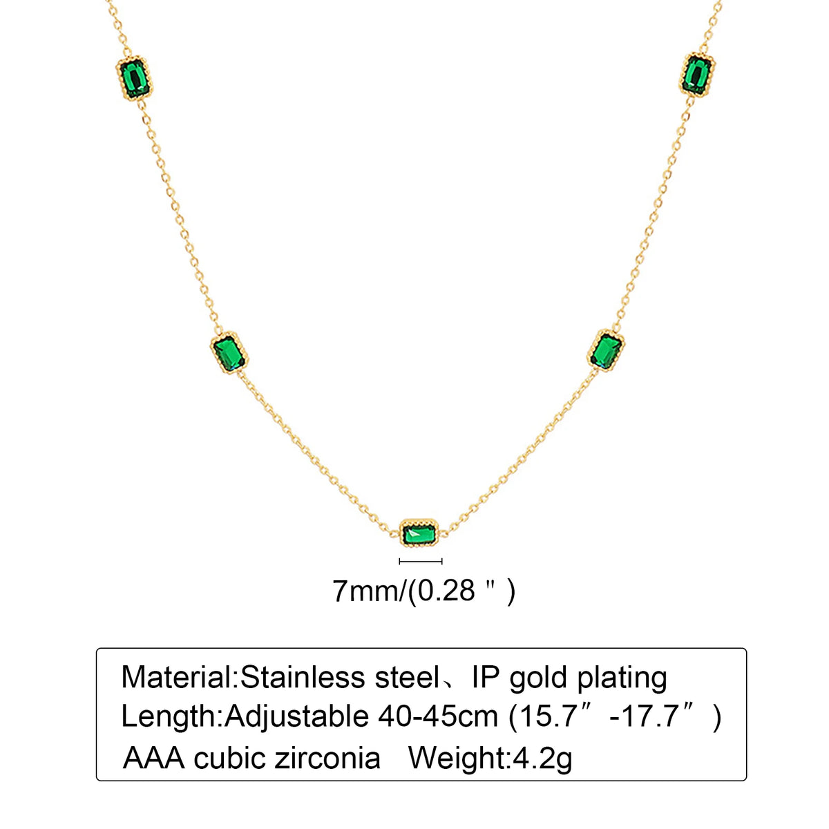 Green Cubic Zirconia Necklace – Gold CZ Charm Women's Jewelry CZ Pendant Necklace SPOT gold Necklace